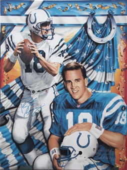 Peyton Manning Signed Indianapolis Colts Stretch 26.5 x 35 Canvas Print (Beckett)
